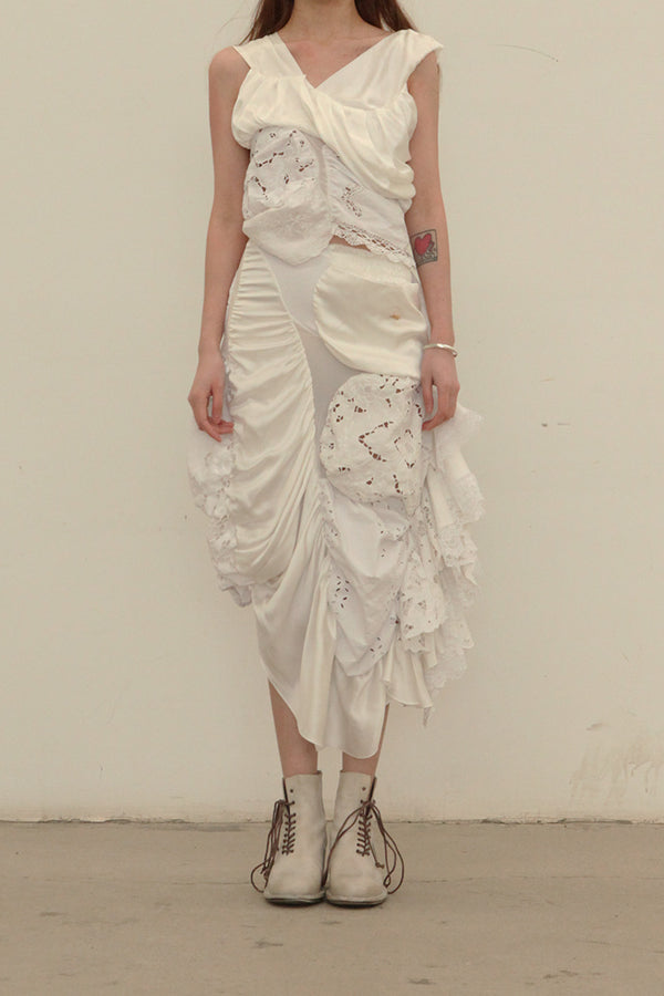 CAROLINE HU silk lace pocket skirt ss21sm03